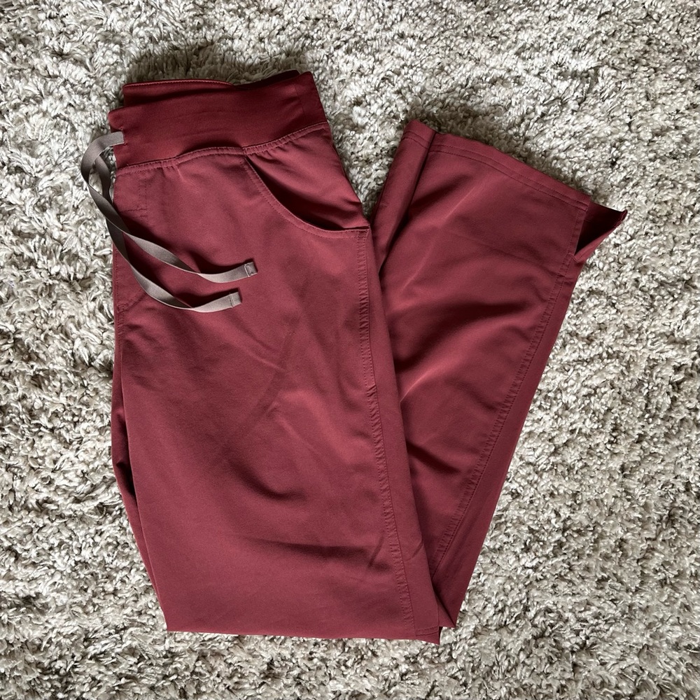 FIGS Dark Cherry High Waisted Kade Scrub Pants Large Tall